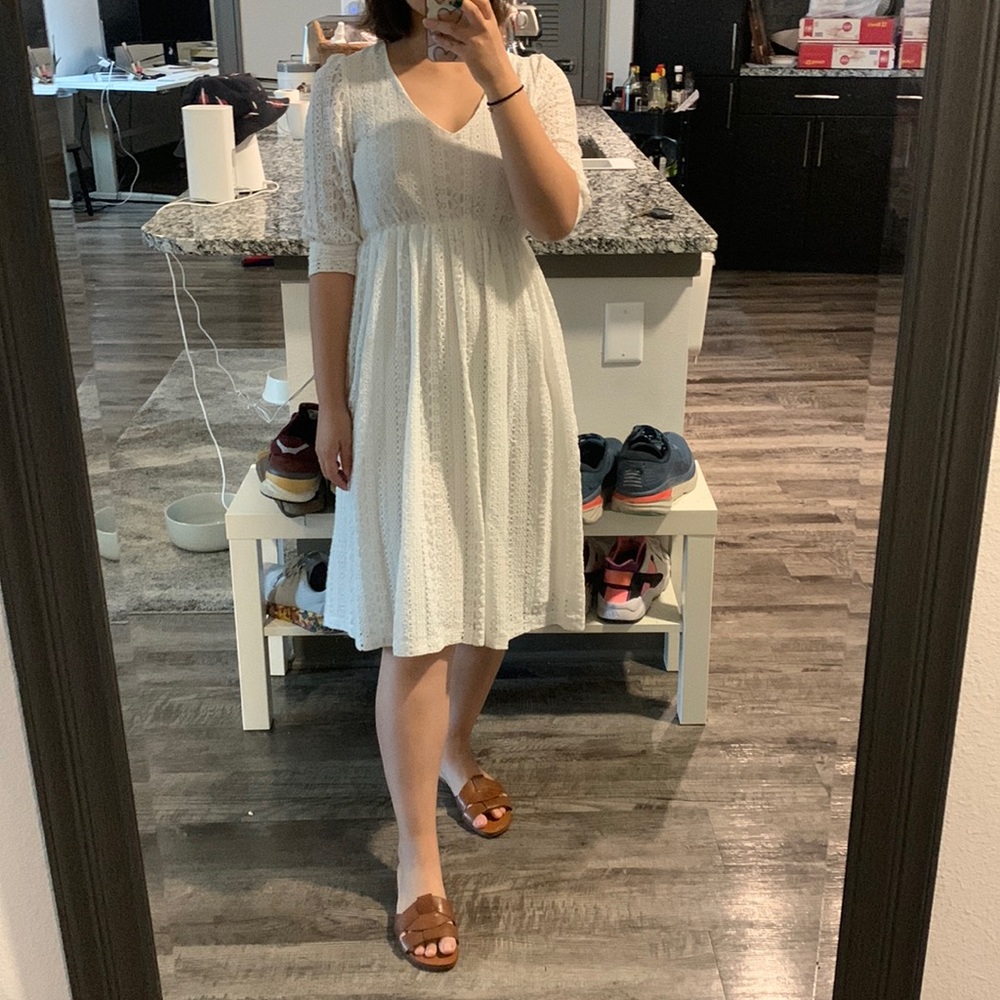 High Waist White Lace Dress Sz XS